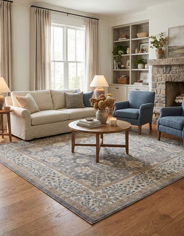Gray Viola Square Rug