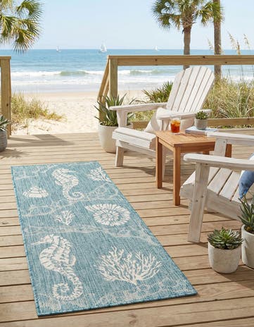2' x 5' 3 Easy-Clean Coastal Indoor / Outdoor Runner Rug