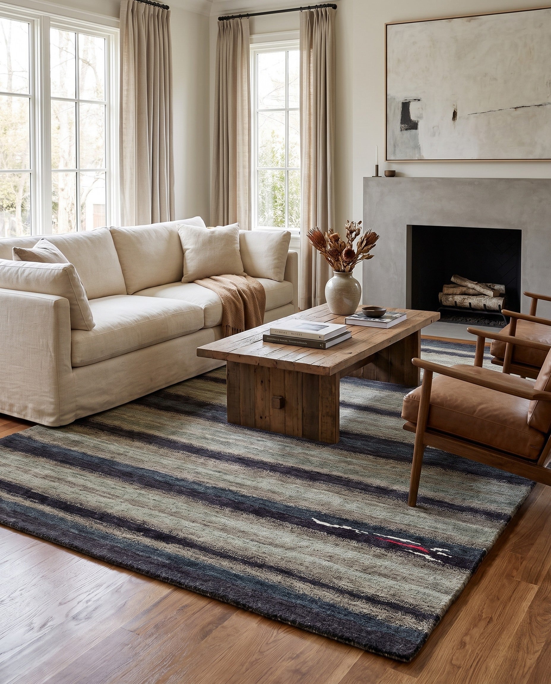 4' 9 x 7' Hand Knotted Gabbeh Wool Rug
