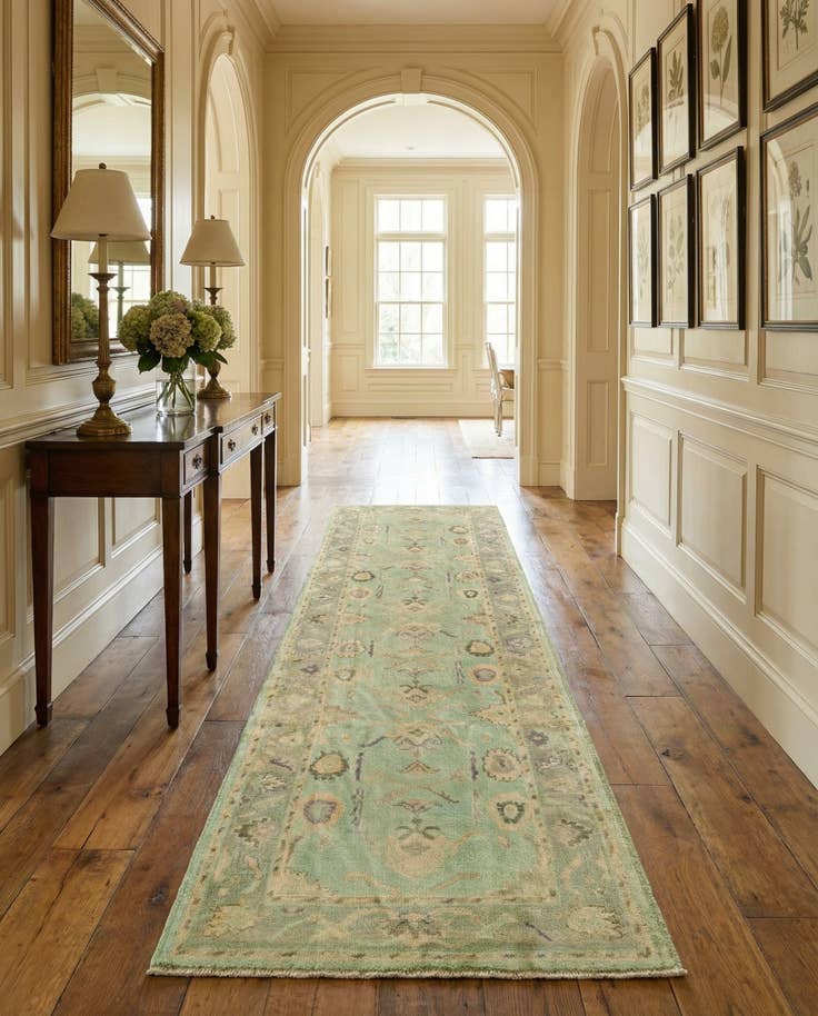 Detail image of 2' 11 x 9' 9 Hand Knotted Oushak Wool Runner Rug