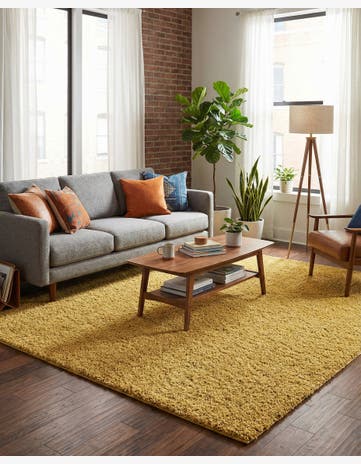 Yellow Everyday Shag Square Rug