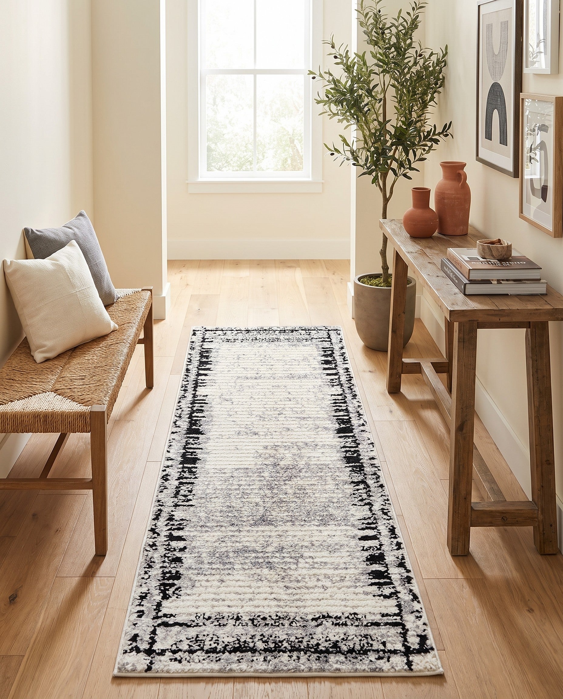 Black and White Tagine Runner Rug