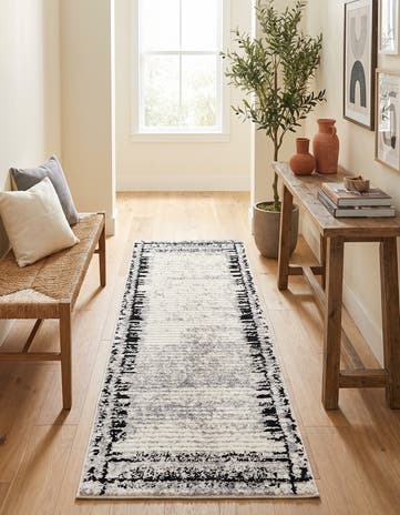 Black and White Tagine Runner Rug