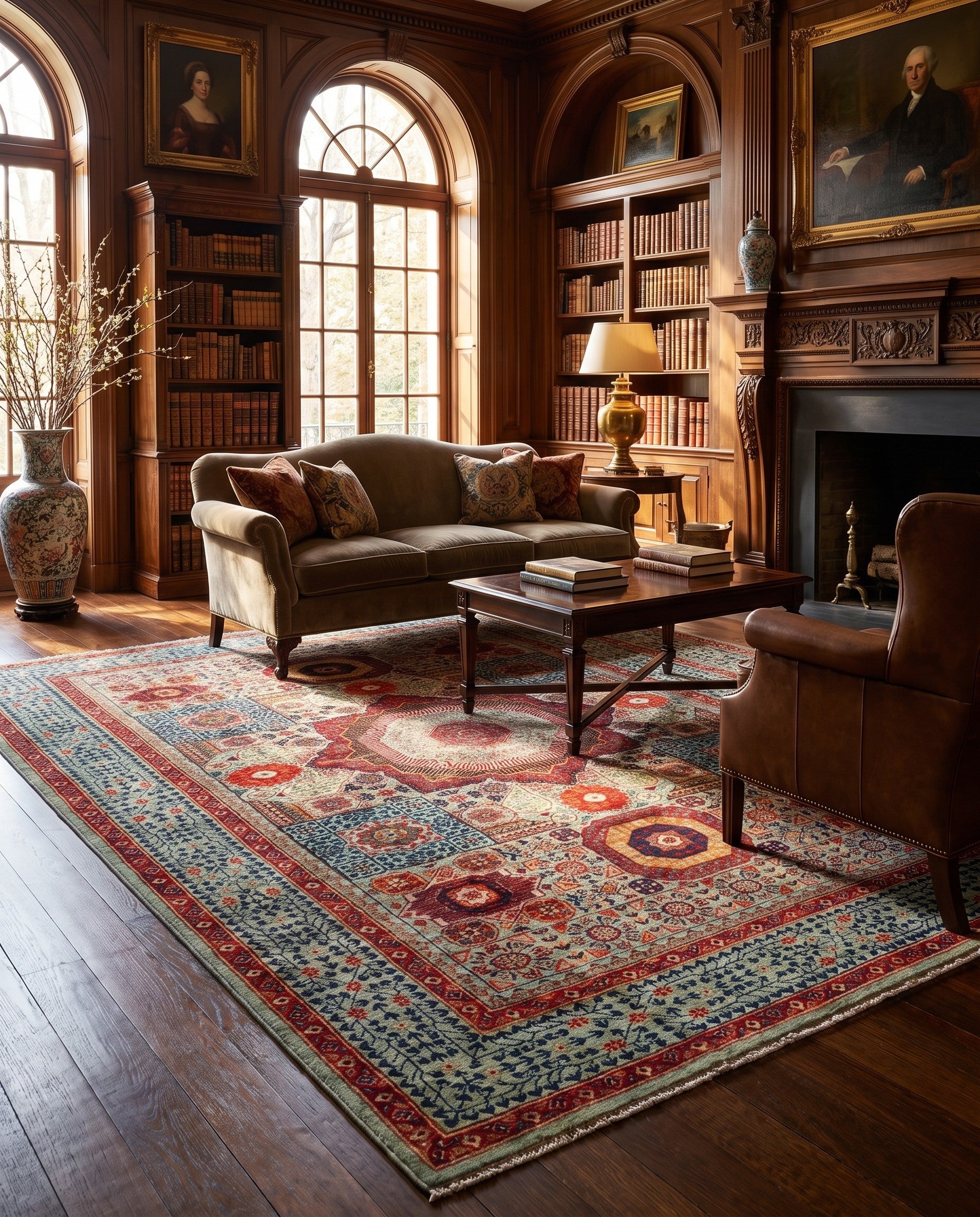 6' 6 x 9' 8 Hand Knotted Mamluk Ziegler Rug