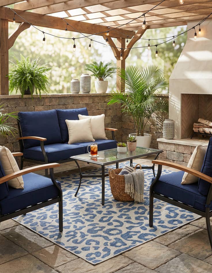 Detail image of 5' 3 x 5' 3  Washable Safari Indoor / Outdoor Square Rug