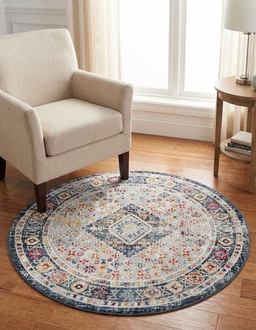 Light Gray Budapest Round Rug
