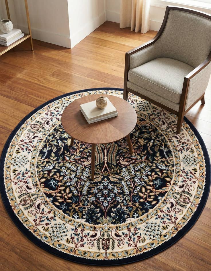 Detail image of 5' 3 x 5' 3 Nain Design Round Rug