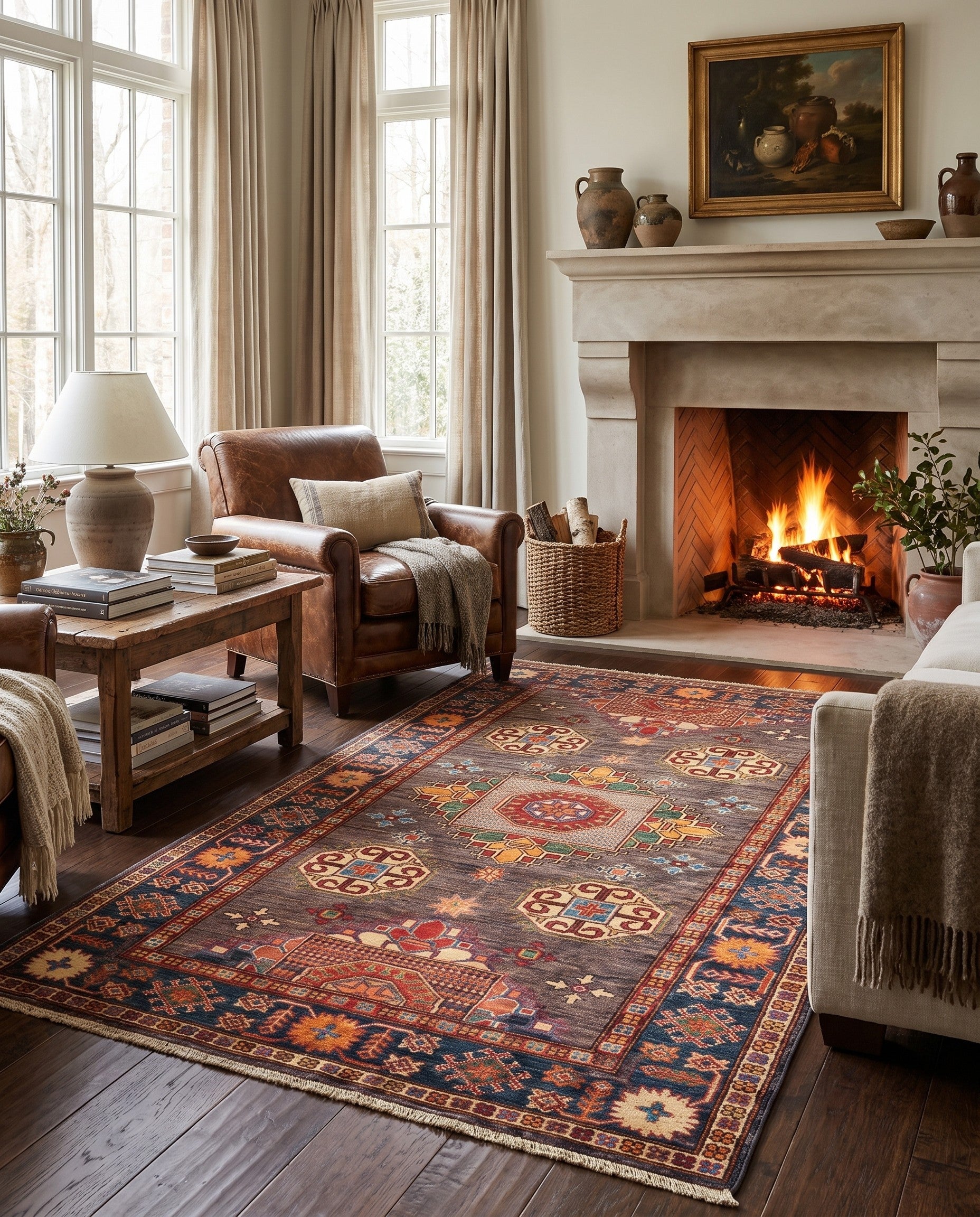 3' 10 x 6' 4 Hand Knotted Kazak Rug