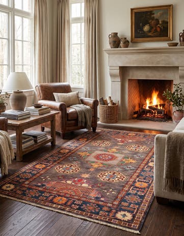 3' 10 x 6' 4 Hand Knotted Kazak Rug