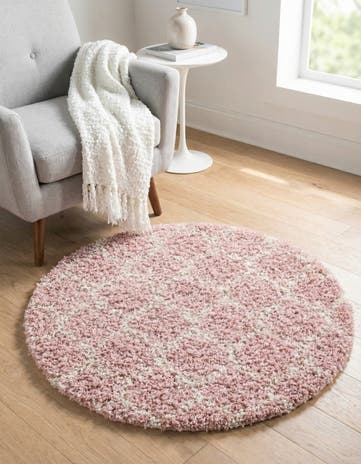 3' 3 x 3' 3 Lattice Shag Round Rug