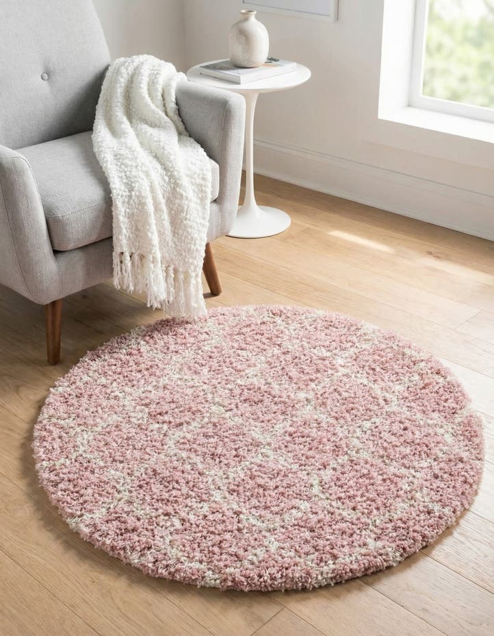 3' 3 x 3' 3 Lattice Shag Round Rug