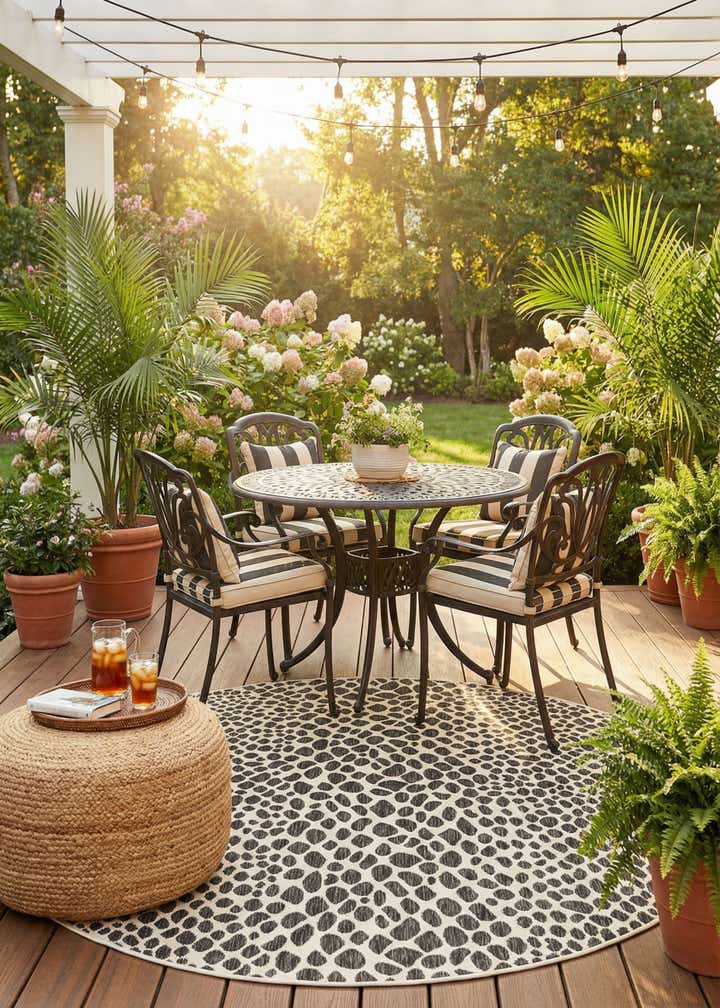 7' x 7' Easy-Clean Jill Zarin Indoor / Outdoor Round Rug