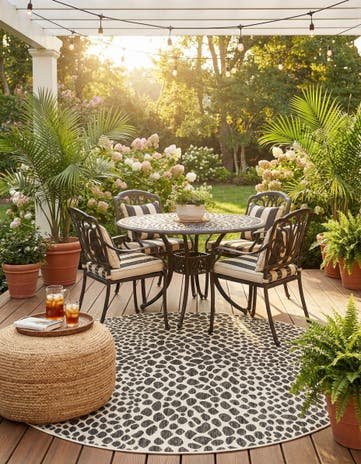 Black Easy-Clean Jill Zarin Indoor / Outdoor Round Rug