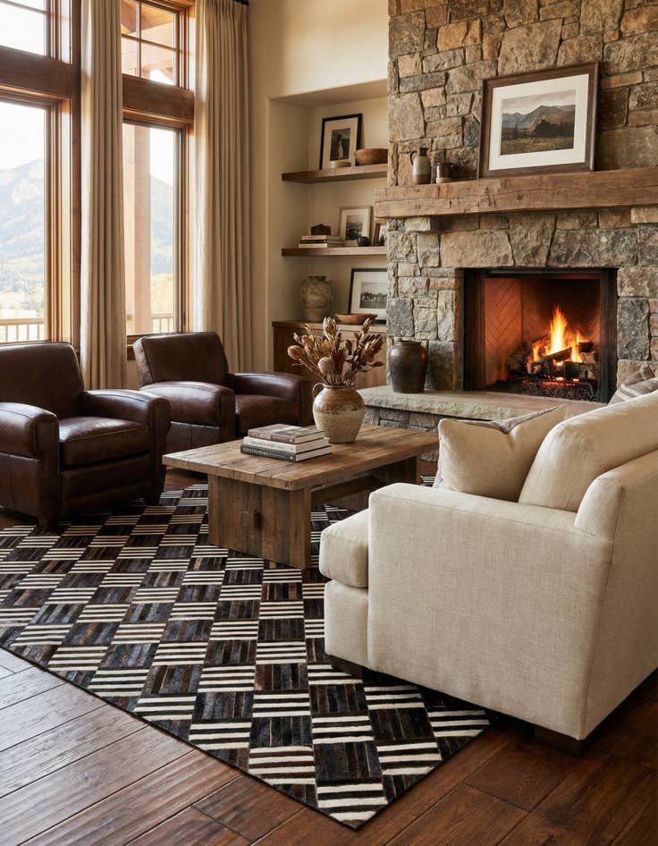 Detail image of 5' 10 x 6' 6 Cowhide Stocks Square Rug