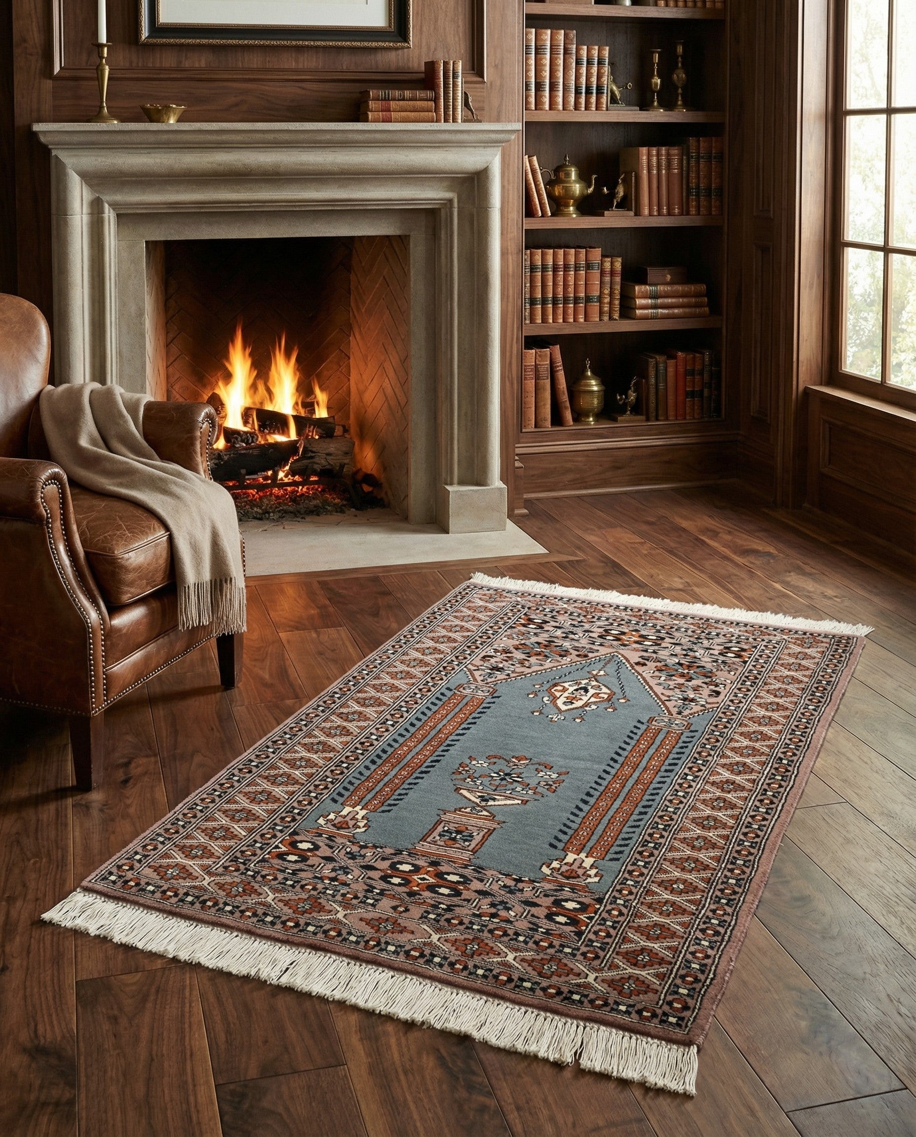 2' 7 x 4' 2 Hand Knotted Bokhara Oriental Wool Rug