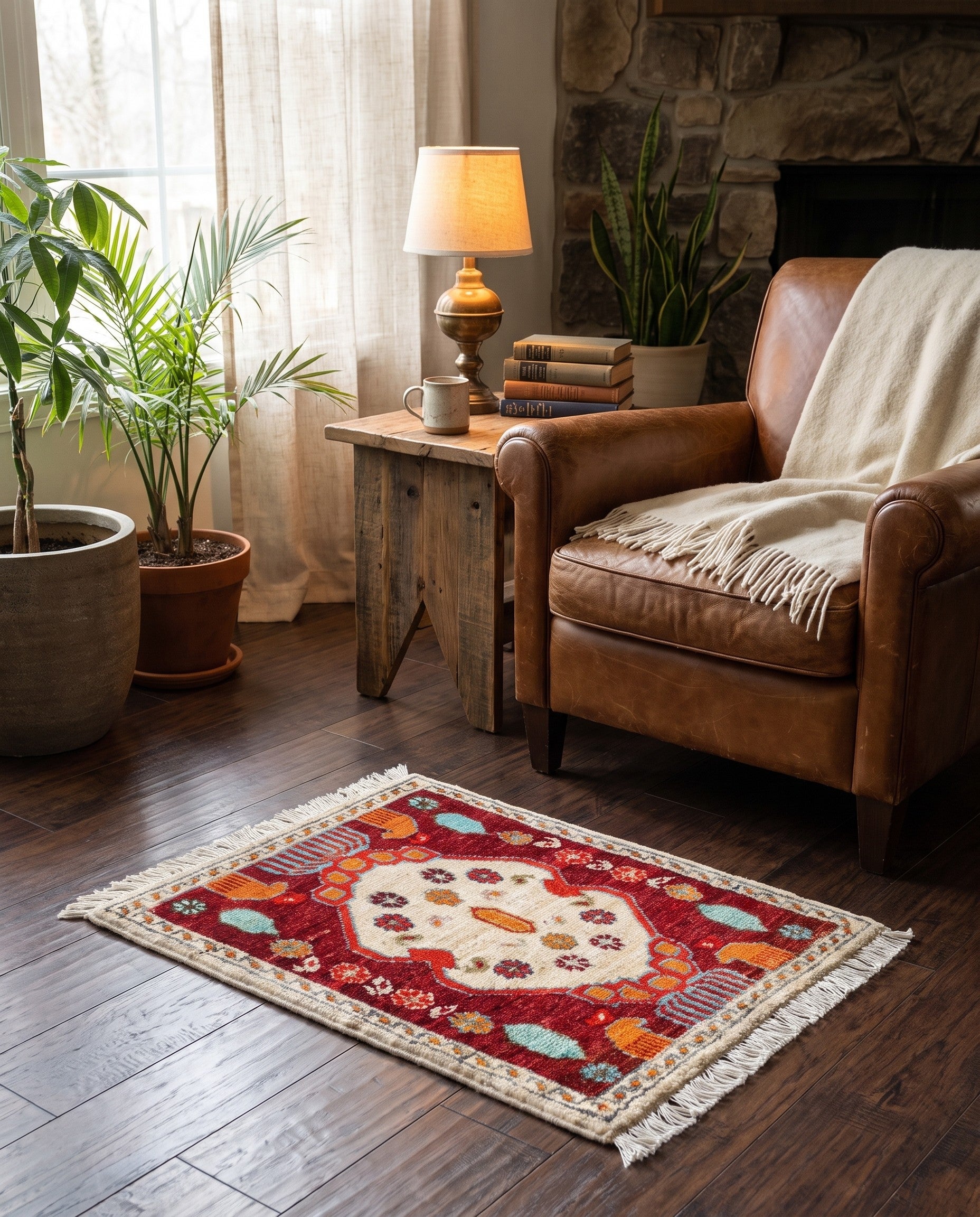 1' 6 x 2' 1 Hand Knotted Modern Ziegler Rug