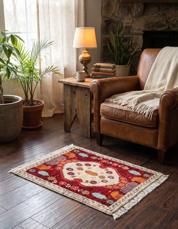 1' 6 x 2' 1 Hand Knotted Modern Ziegler Rug