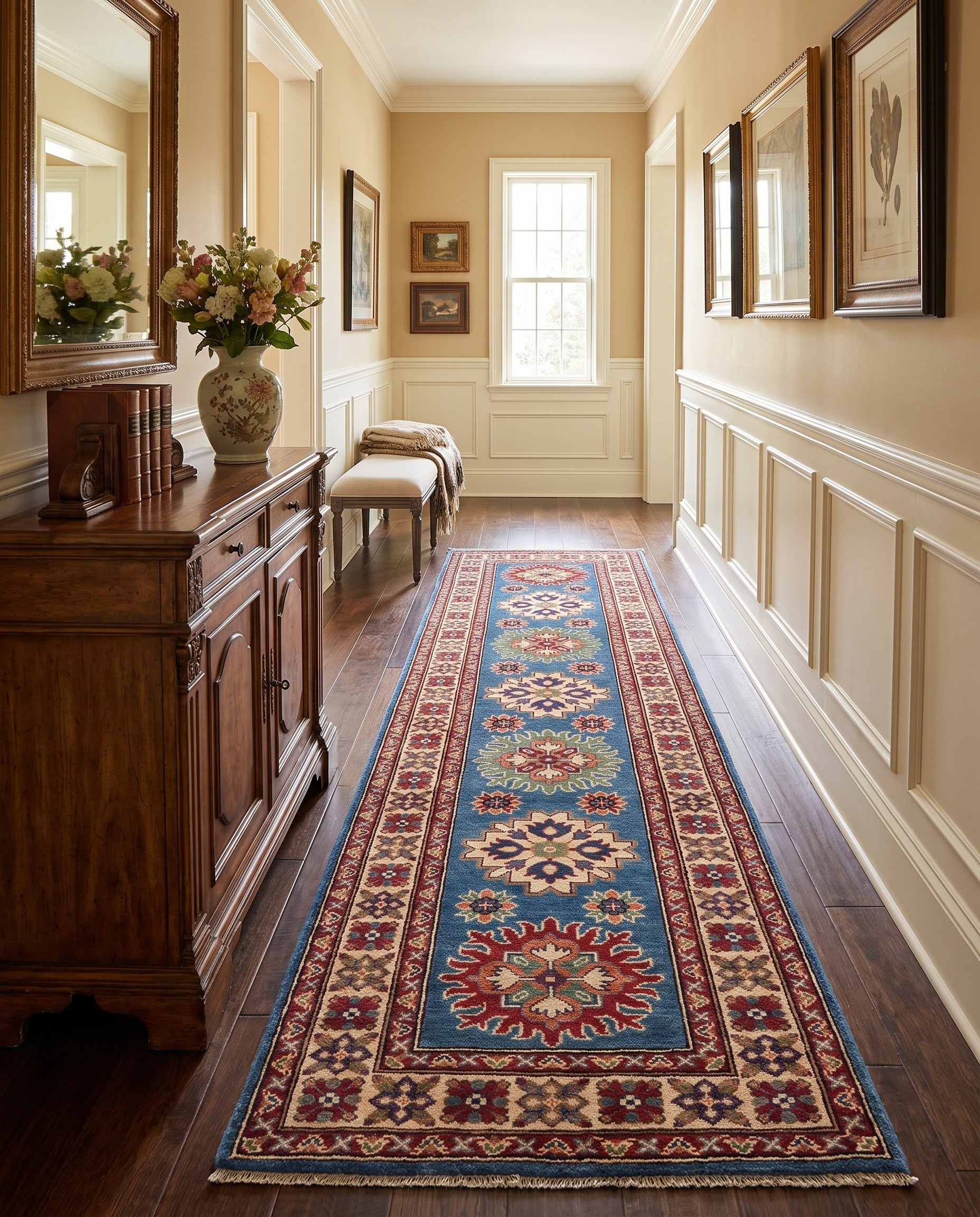 2' 8 x 9' 9 Hand Knotted Kazak Runner Rug