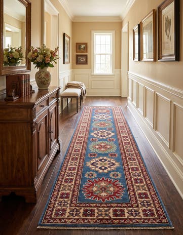 2' 8 x 9' 9 Hand Knotted Kazak Runner Rug