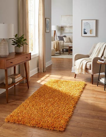 2' 4 x 4' 8 Hand Knotted Solid Shag Runner Rug