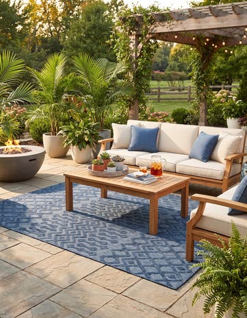 7' 10 x 10' Easy-Clean Trellis Textured Indoor / Outdoor Rug
