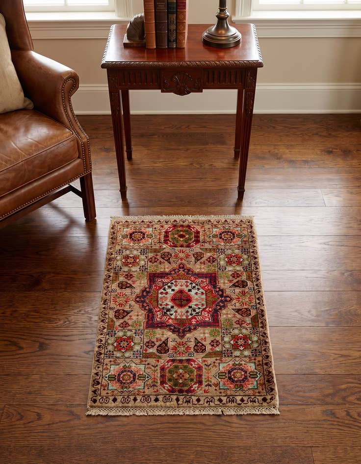 Detail image of 2' 1 x 2' 11 Hand Knotted Mamluk Ziegler Rug