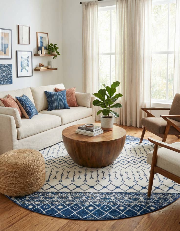 Detail image of 10' x 10' Moroccan Trellis Round Rug