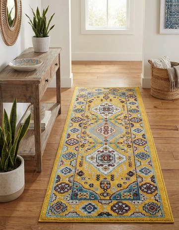 Yellow Gold Kamala Washable Runner Rug