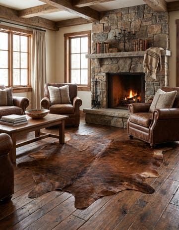 4' 9 x 5' 2 Cowhide Leather Rug