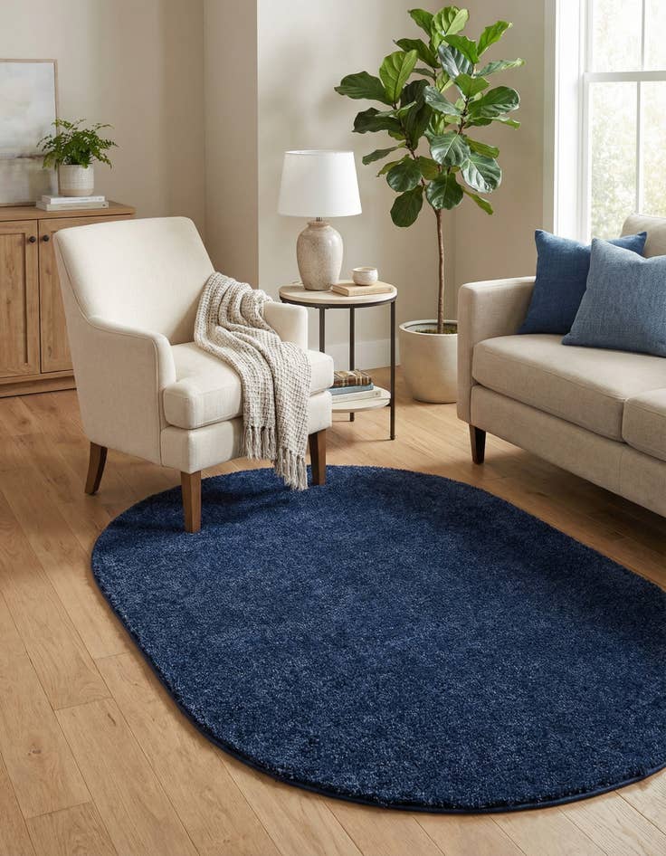 Detail image of 3' 3 x 5' 3 Solid Frieze Oval Rug