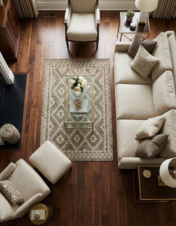 4' 1 x 6' 1 Hand Woven Kilim Maymana Wool Rug