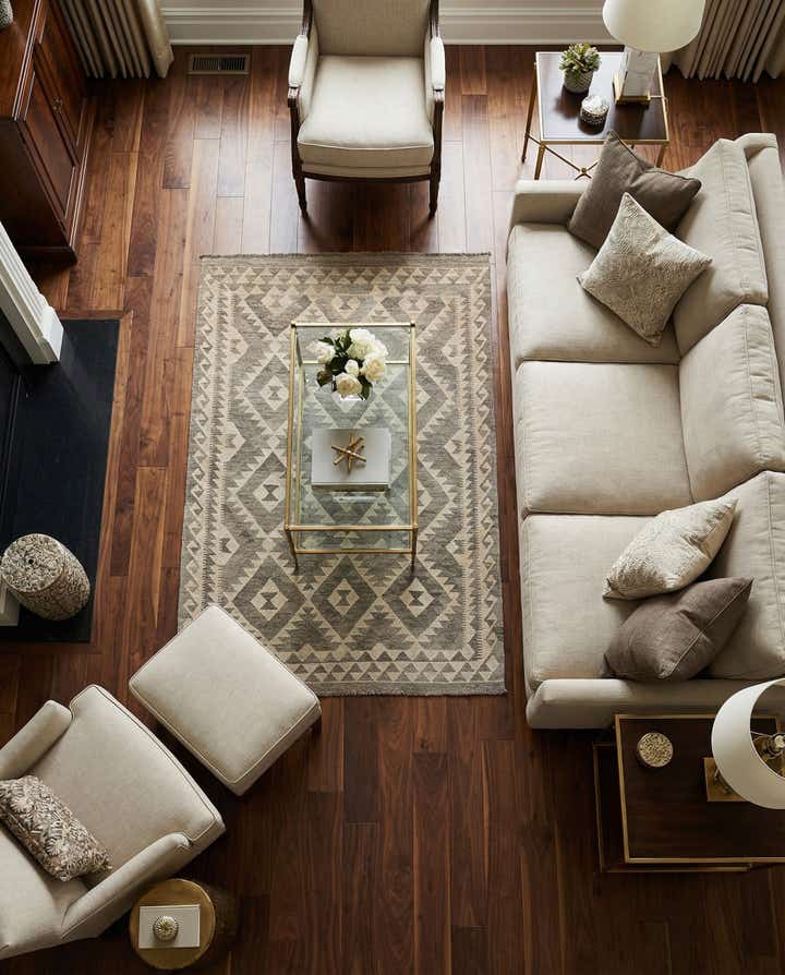 4' 1 x 6' 1 Hand Woven Kilim Maymana Wool Rug