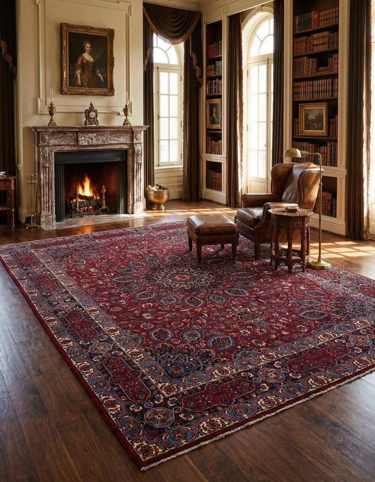 Detail image of 10' 10 x 12' 4 Mashad Wool Square Rug