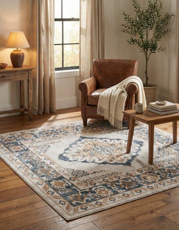 Cream Oxford Square Rug