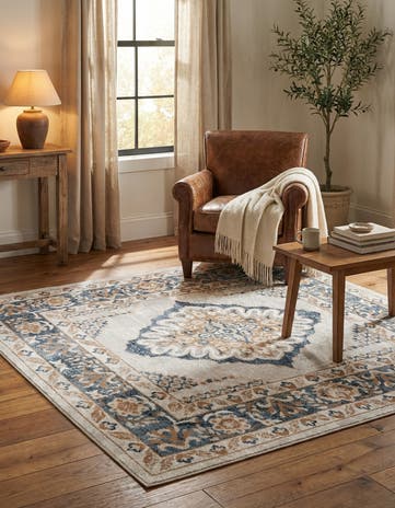 Cream Oxford Square Rug