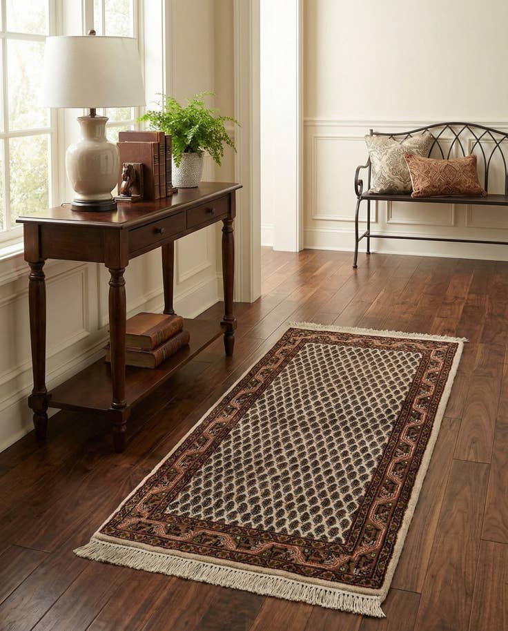 Detail image of 2' 4 x 4' 5 Hand Knotted Mir Wool Runner Rug