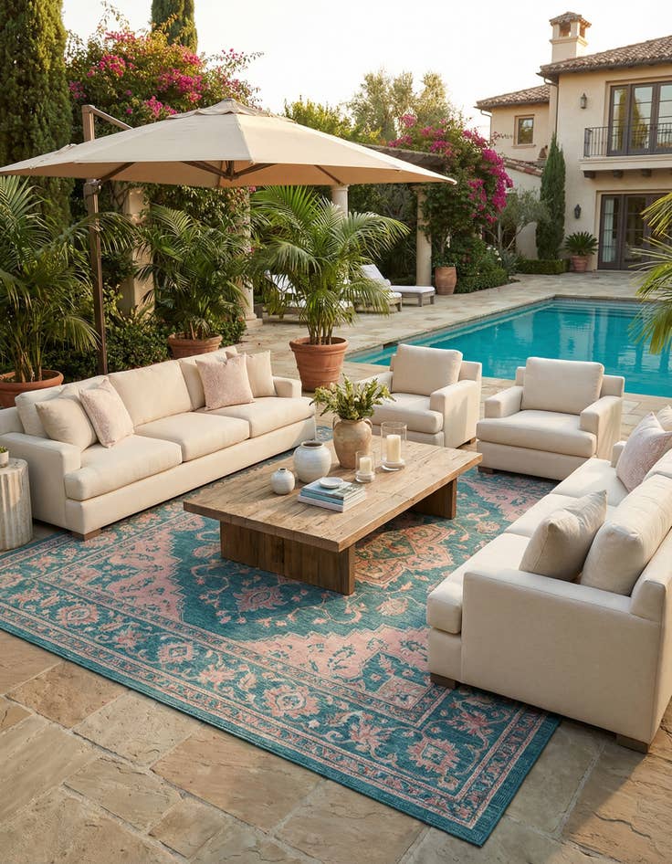 Detail image of 13' x 13'  Washable Jill Zarin Dubai Indoor / Outdoor Square Rug