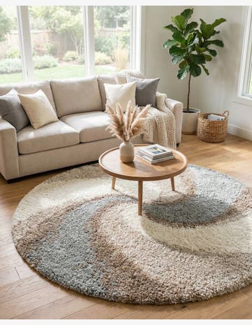 Khaki Soft Touch Shag Round Rug