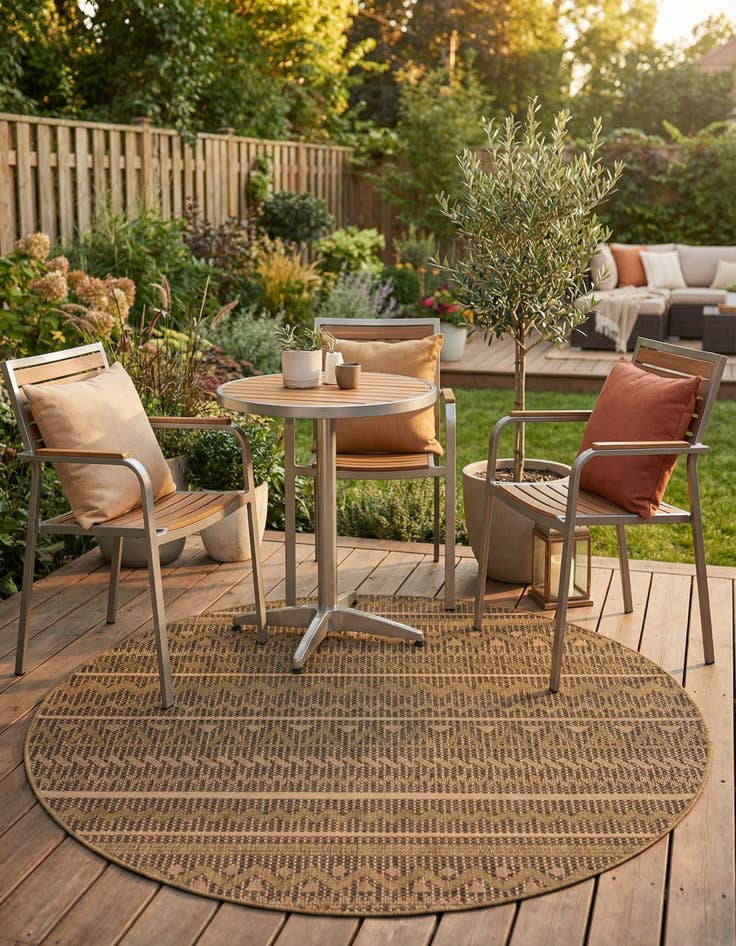 Detail image of 6' x 6' Washable Modern Indoor / Outdoor Round Rug