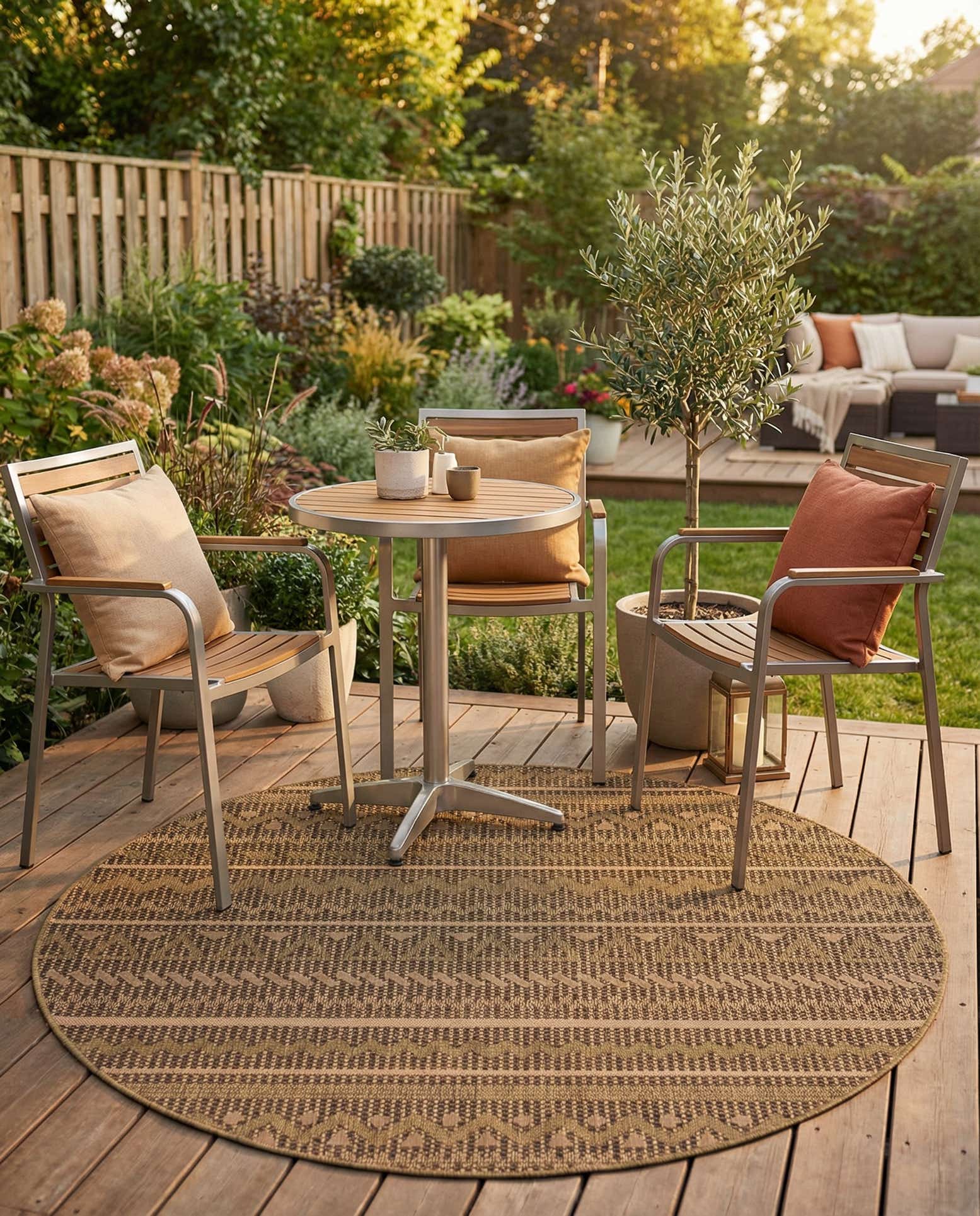 6' x 6' Easy-Clean Modern Indoor / Outdoor Round Rug