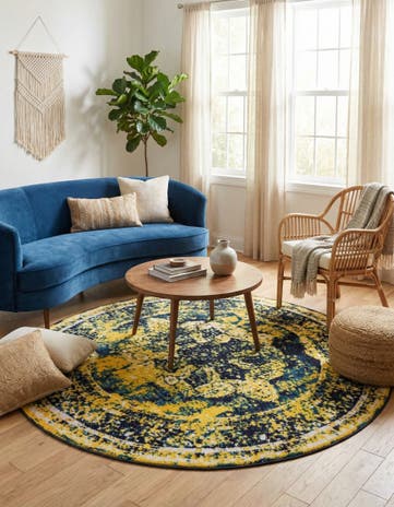 Navy Blue Monte Carlo Round Rug