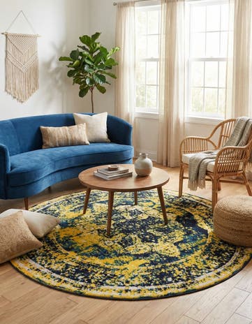 Navy Blue Monte Carlo Round Rug