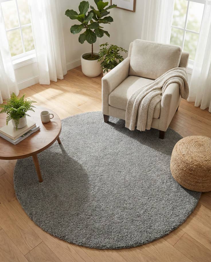 Detail image of 6' x 6' Solid Frieze Round Rug