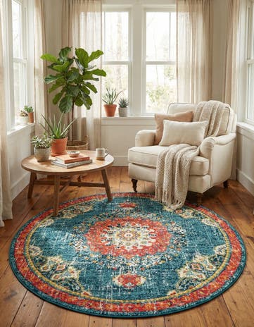Blue Madeline Round Rug