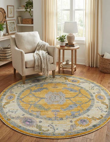 Yellow Paragon Round Rug