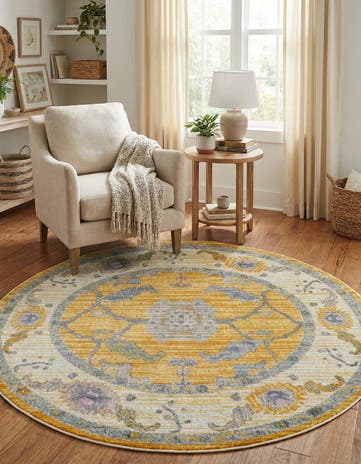 Yellow Paragon Round Rug