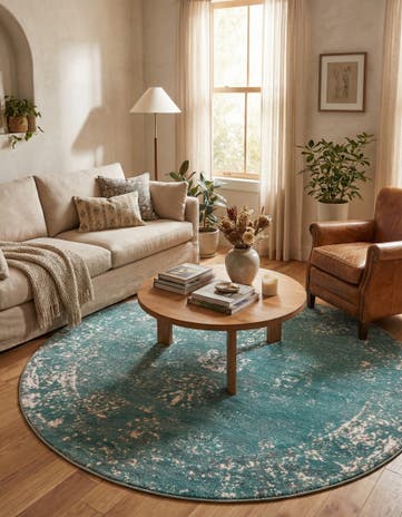 Turquoise Monte Carlo Round Rug