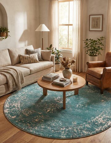 Turquoise Monte Carlo Round Rug