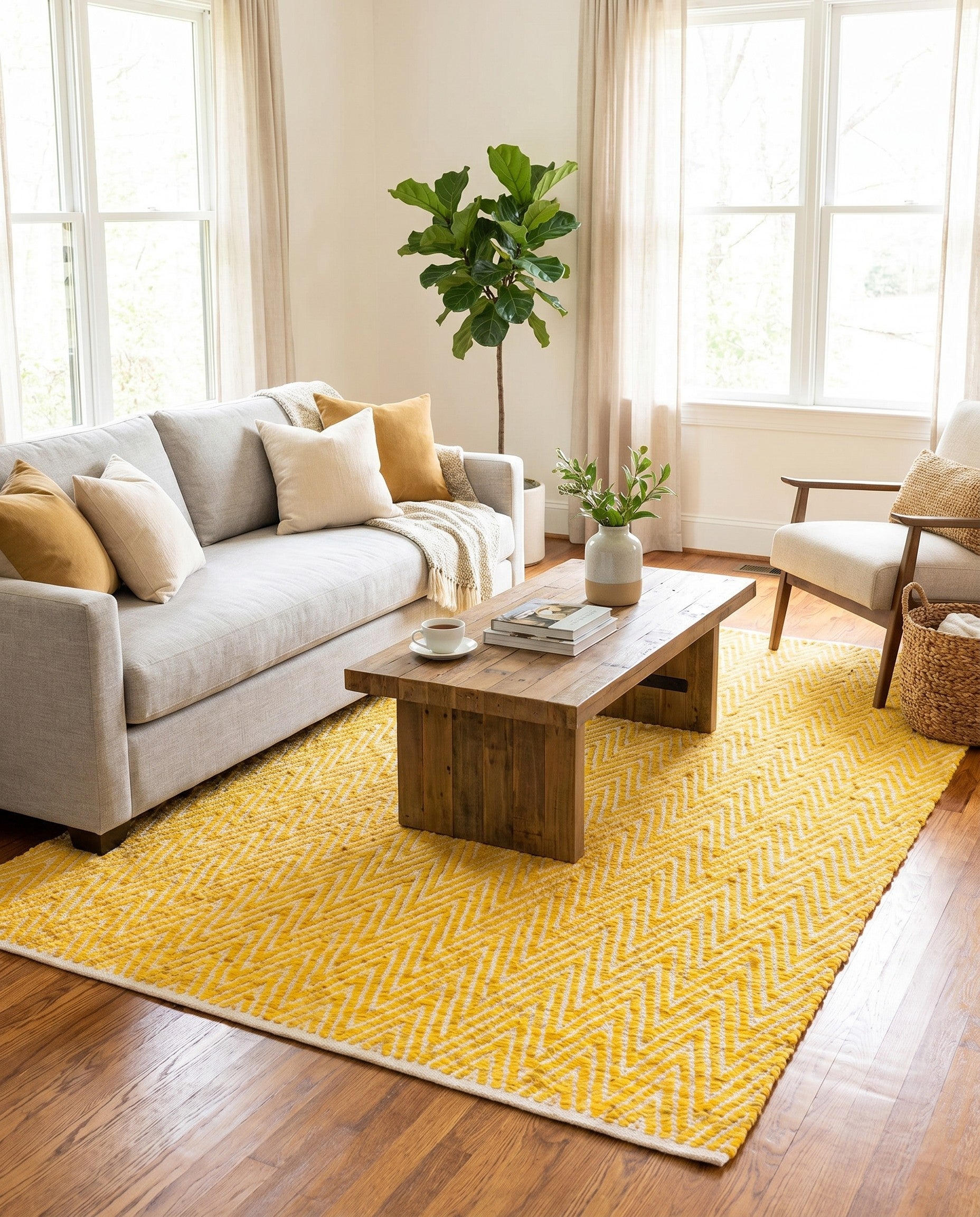 5' 1 x 8' Hand Woven Chindi Chevron Rug