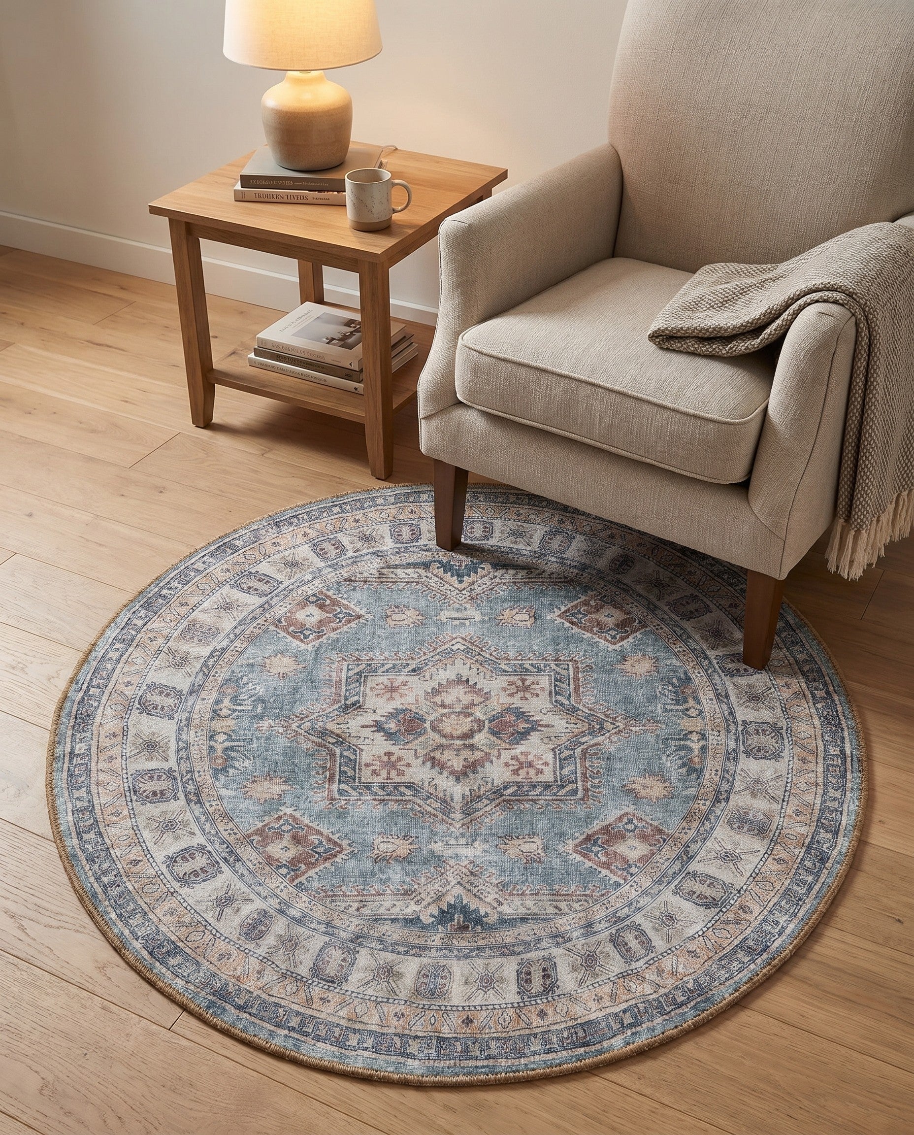 3' 6 x 3' 6 Washable Timeless Round Rug